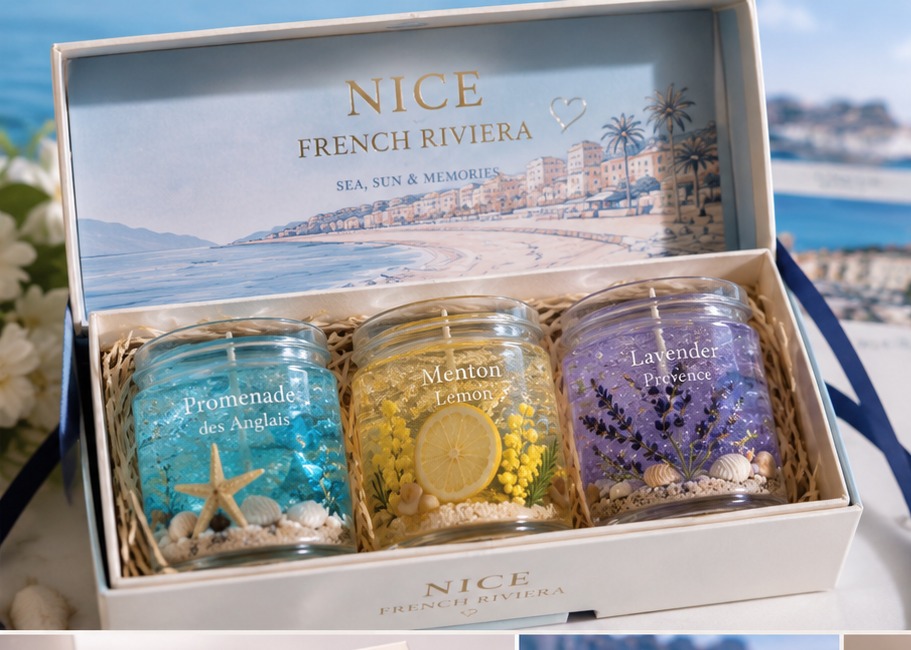 Nice Riviera gel candle gift set